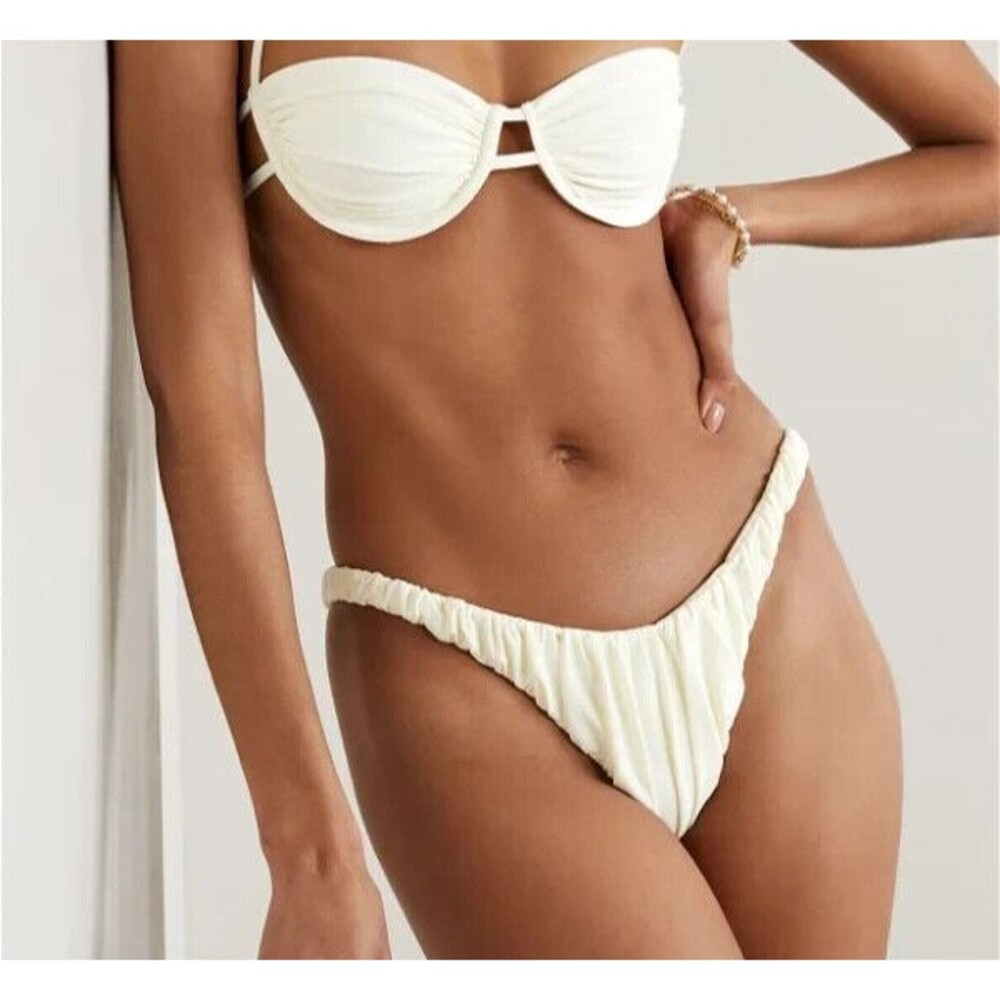 Isa Boulder Women's Jessie Bikini Bottoms Size S Acid Yellow Ruched Satin NWT